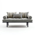 Fotel wypoczynkowy, 2-osobowy fotelik sofa w poliestrze z czarnym stalowym poduszeczkiem w paski, 160 x 80 x 78 cm