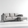 Sofa, Kanapa narożna z recyrem na prawej szarej, prostokątnej, 250 x 160 x 85 cm