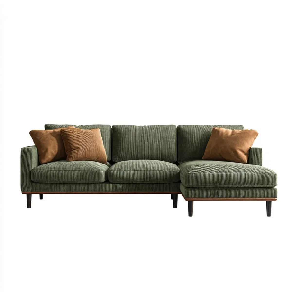 Sofa, Rożna sofa 3 zielone miejsca oliwne w aksamicie za opłatą poliestru 275 x 160 x 85 cm
