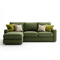 Sofa z krzesełkowym longiem lewym zielonym 3 miejsca 240 x 160 x 85 cm w poliestrowym kształcie kątowym