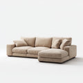 Sofa, Kanapa narożna 3 fotele z krzesełkiem z prawej beżowej poliestru 280 x 170 x 85 cm