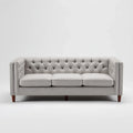 Sofa, Chesterfield 3 Fotele Szara poliester prostokątna 210 x 88 x 76 cm