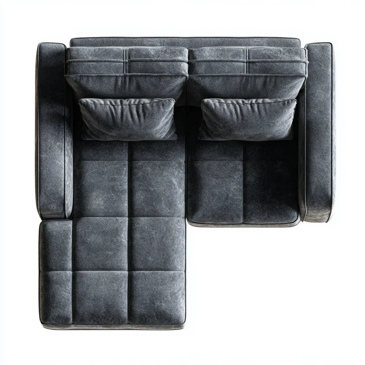 Sofa, Kanapa narożna z krzesełkiem z lewej szarej antracytu aksamit poliester 250 x 160 x 85 cm do 3 siedzenia