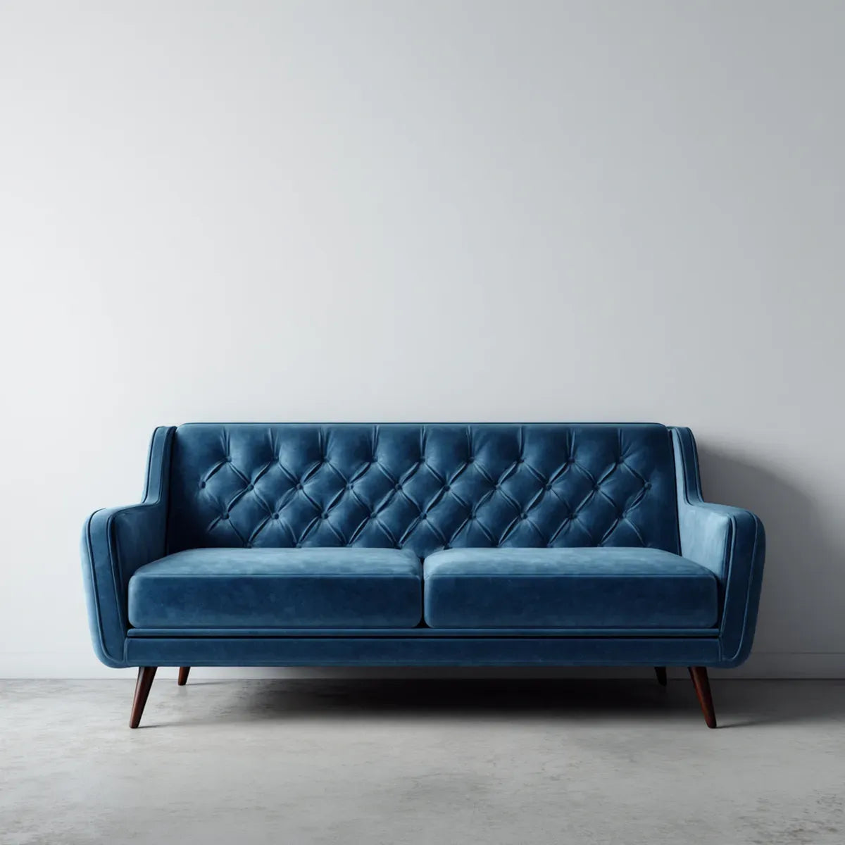 Sofa 2 ciemnoniebieskie poliestrowe aksamitne fotele z prostokątnym przybraniem 170 x 85 cm, 170 x 85 x 85 cm