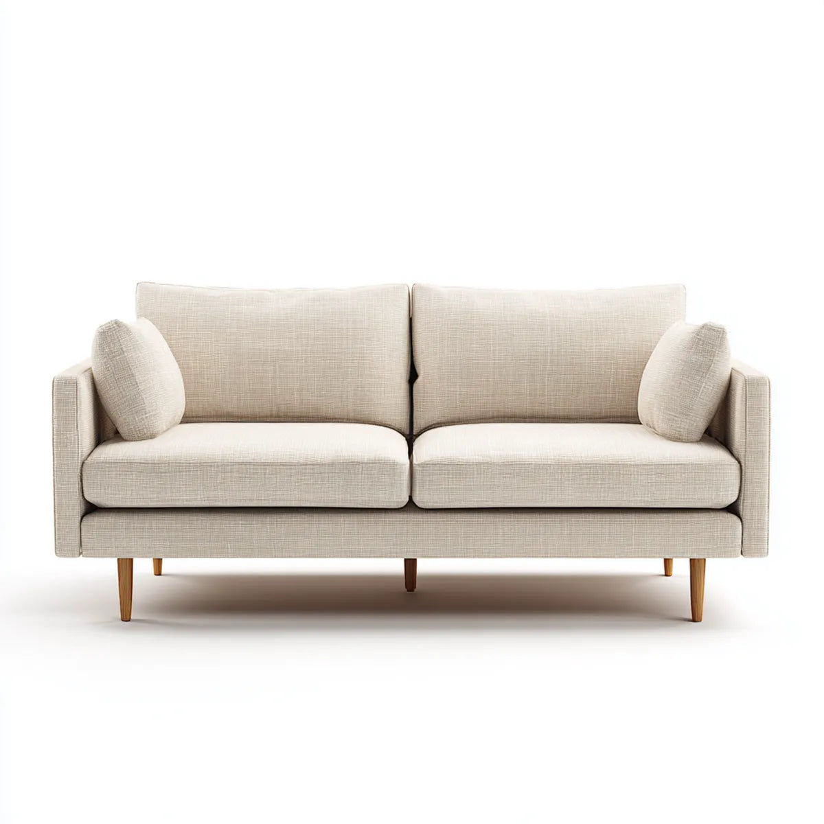 Sofa 2 beżowe fotele 180 x 85 x 84 cm w poliestrze o prostokątnej konstrukcji