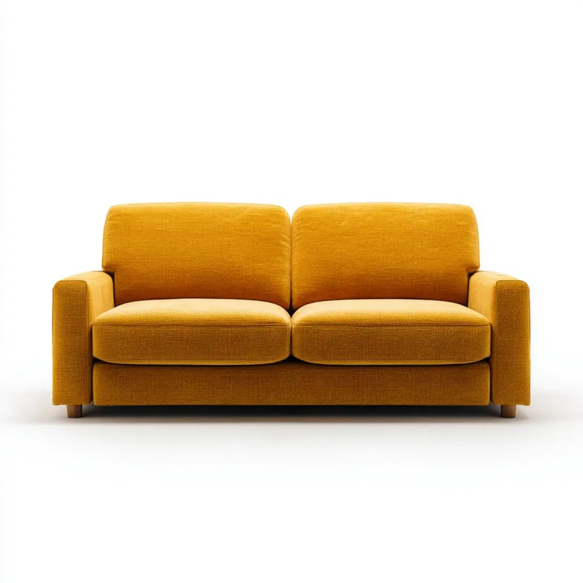 Sofa 2 umieszcza musztardę żółtą 160 x 85 x 82 cm w poliestrze liniowym