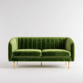 Sofa, 2-osobowa zielony poliestrowy aksamitna kanapa ze stalowych nóżek 160 x 85 x 80 cm prostokątna