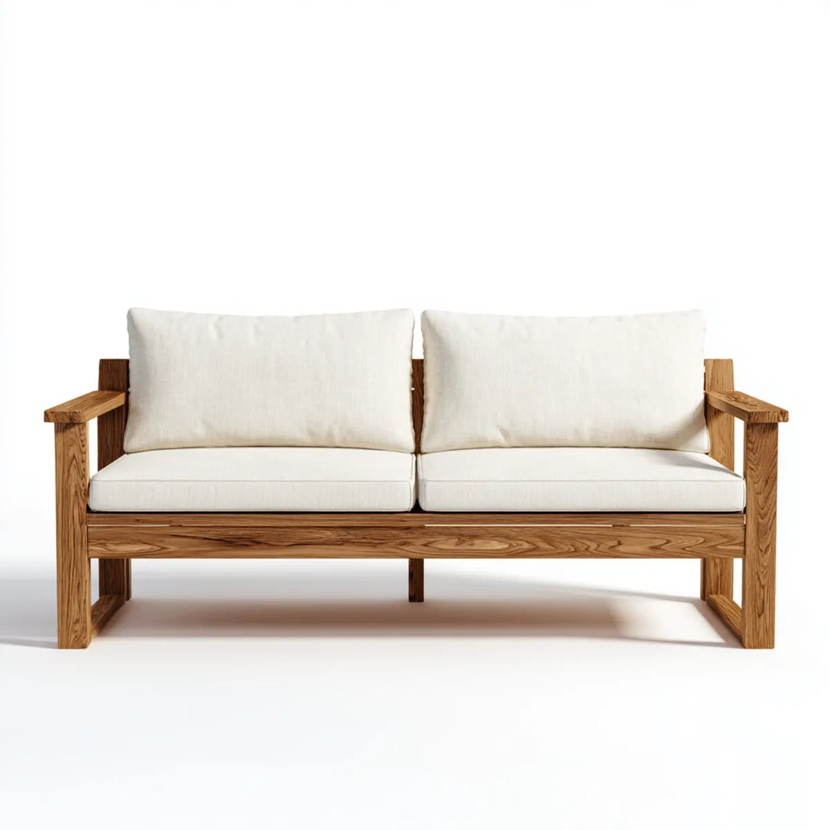 Sofa 2 miejsca z kości słoniowej w dębie stałym 160 x 80 x 78 cm prostokątna