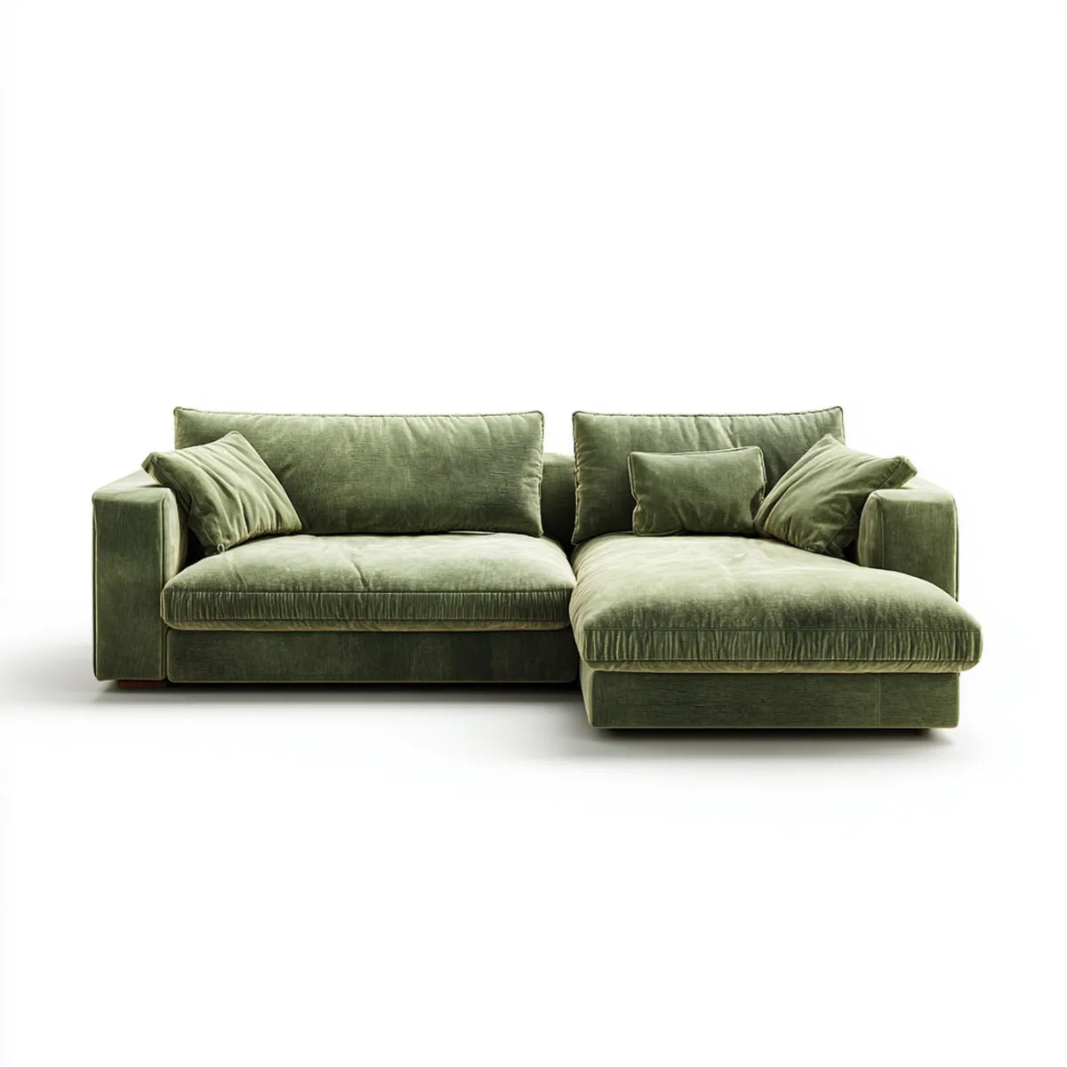 Sofa, Rożna sofa 3 oliwkowe zielone miejsca z szewcem longi poliestrowy aksamit bok 280 x 170 x 85 cm