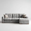 Sofa, Rożna sofa 4 miejsca szare w aksamicie poliestrowym 260 x 160 x 85 cm