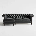 Sofa, Chesterfield narożna sofa czarny 280 x 170 x 78 cm PU sztuczna skóra kształt litery L