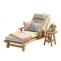Leżak ogrodowy, Slim Brittlesunbaking Beige Brittlelite Brittlewood Side Stół 200 x 75 x 90 cm
