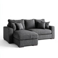 Sofa, Kanapa narożna z ciemnoszarym krzesełkiem z poliestru 240 x 160 x 85 cm