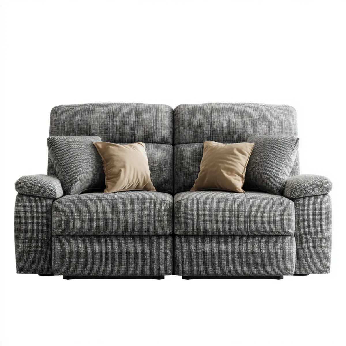 Sofa, rozkładana sofa 2 fotele szary poliester 170 x 95 x 100 cm prostokątna