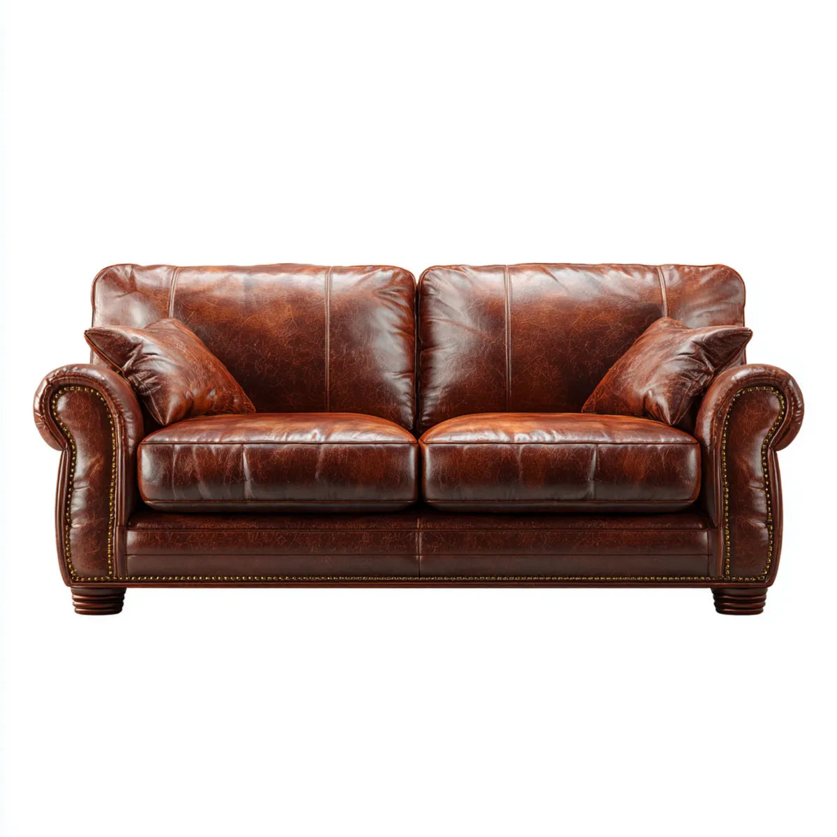 Sofa 2 brązowe miejsca 180 x 90 x 95 cm w syntetycznym kształcie skóry PU