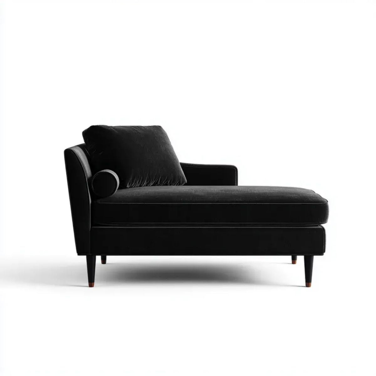 Fotel wypoczynkowy, Czarny meridian salonowy w poliestrze silvelvet efekt bioder 160 x 85 x 82 cm