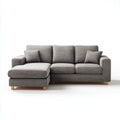 Sofa, Kanapa narożna z krzesełkiem z lewej szarej 240 x 150 x 85 cm poliestrowej kształt L