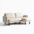 Sofa, Kanapa narożna 2 miejsca z krzesełkiem z łopatkami z prawej kości słoniowej 210 x 145 x 82 cm poliestrowa powłoka L kształt