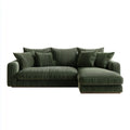 Sofa, Kanapa narożna 3 zielone aksamitne miejsca z krzesełkiem z prawej strony 240 x 160 x 85 cm