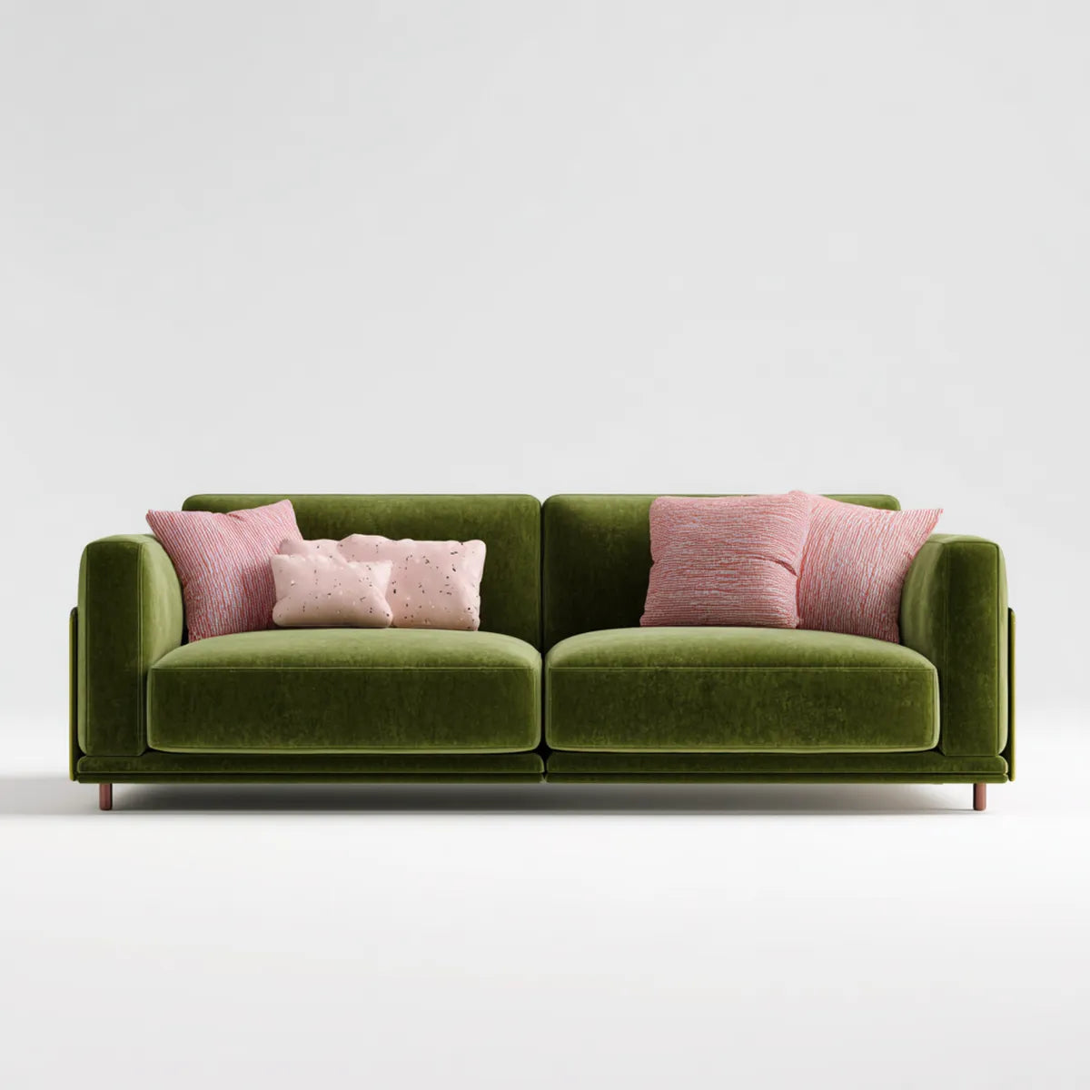 Sofa 2 zielone miejsca w poliestrowym aksamicie 220 x 92 x 82 cm prostokątna