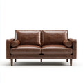 Sofa 2 brązowe siedzenia ze skóry PU z poduszkami cylindrycznymi 160 x 85 x 82 cm