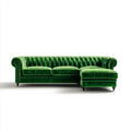 Sofa, Chesterfield Zielony Corner Sofa w poliester Velvet z krzesełkiem z prawej strony 260 x 160 x 78 cm