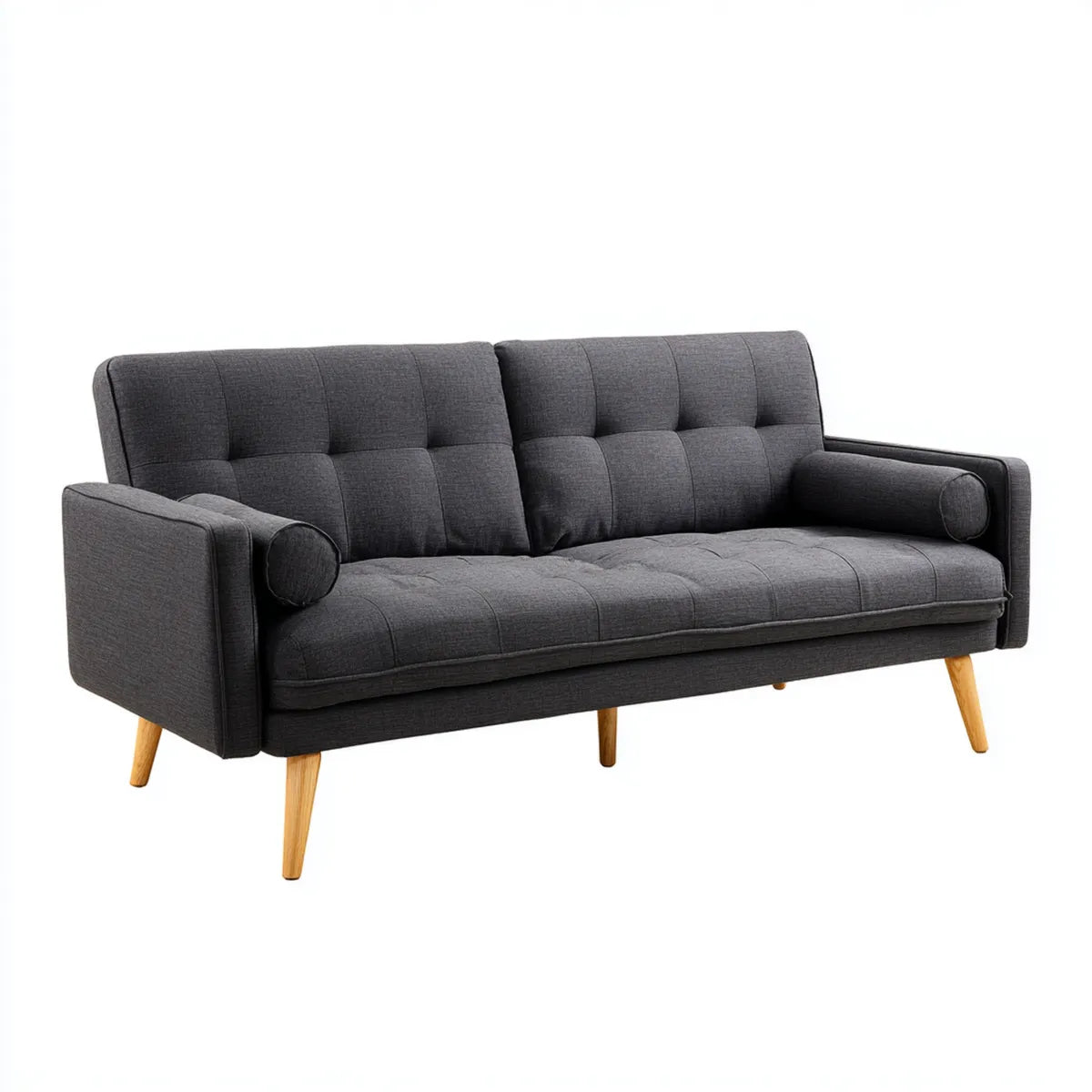 Sofa 3 umieszcza ciemnoszary 180 x 79 x 83 cm w poliestrze z prostokątnymi nogami z litego drewna