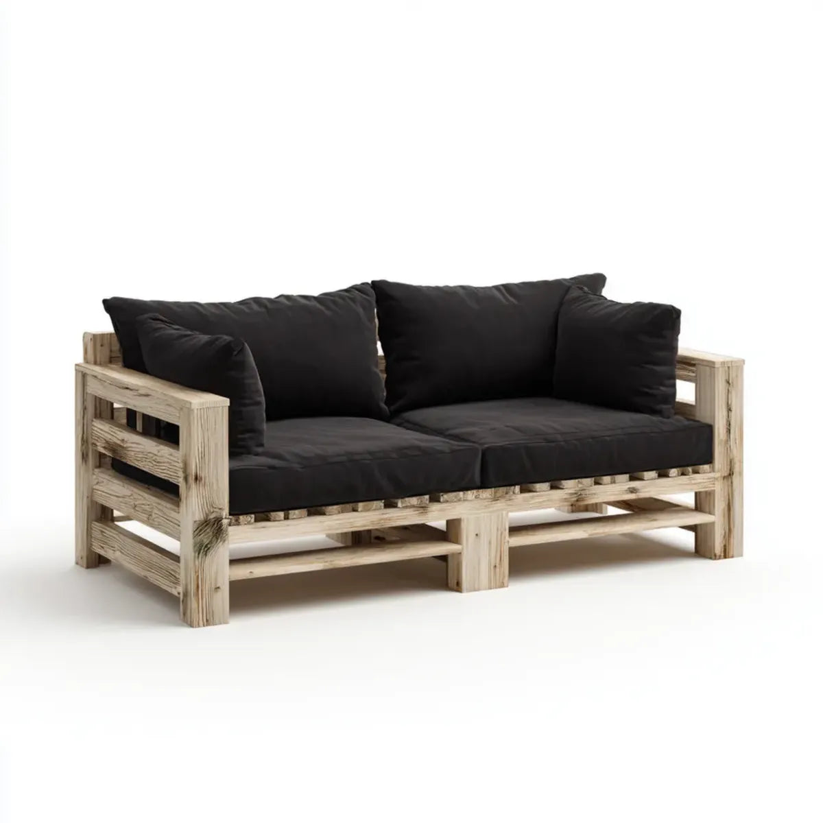Sofa ogrodowa, Taras sofa 2-fotelik Czarna przyroda 160 x 75 x 70 cm Pine lity drewniany prostokąt