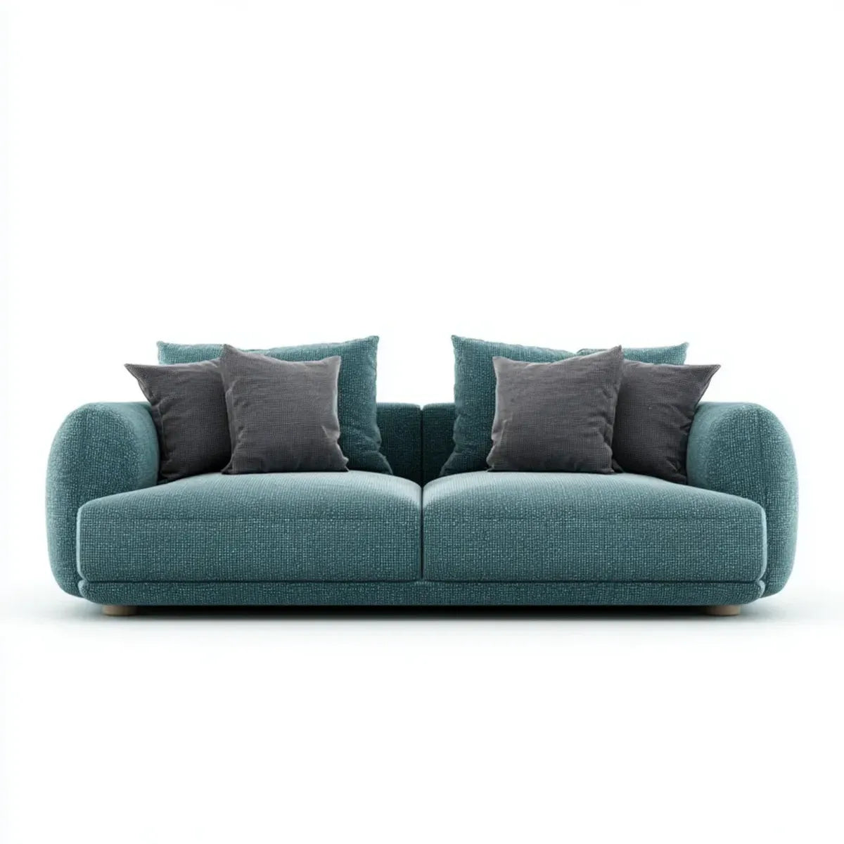Sofa, 3 kanapa fotelik morska zieleń i szary z poduszkami poliestrowymi 220 x 95 x 78 cm
