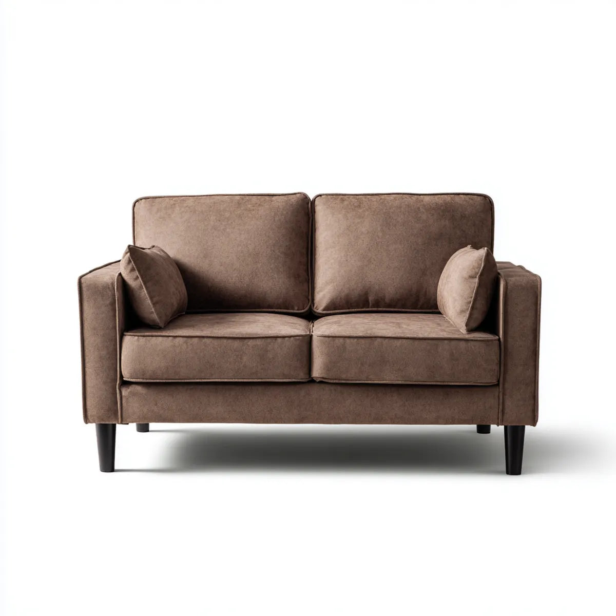 Sofa 2 brązowe miejsca w mikrofibrze z poliestru prostokątna kształt 160 x 85 x 85 cm
